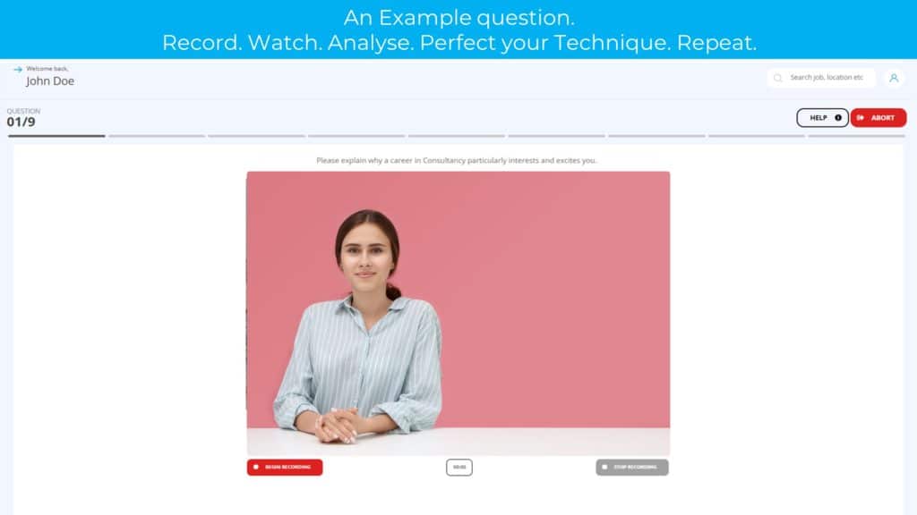 BA-style video interview free graduate questions