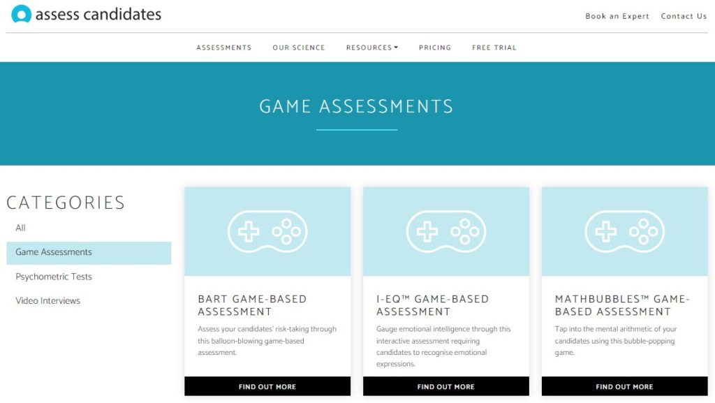 Assess Candidates pre-employment game-based assessments