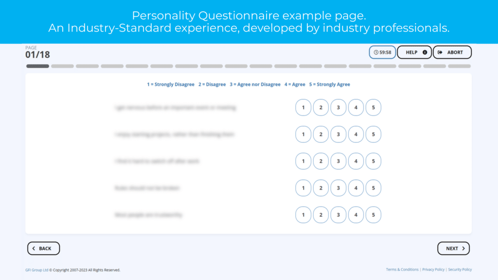 Workplace personality test example