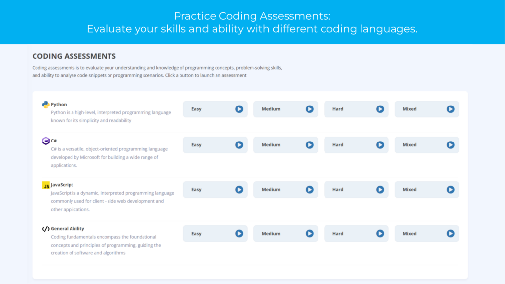 Practice Coding Assessments 2024/25