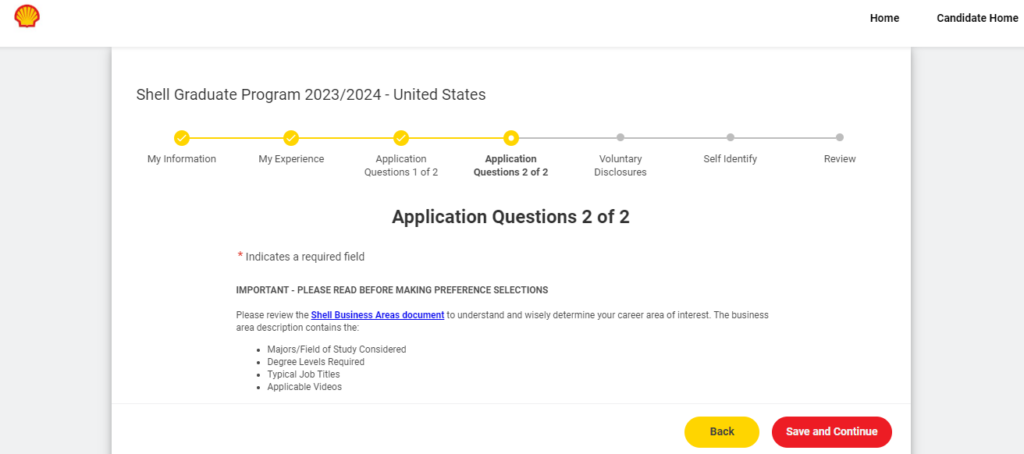 Shell online application form