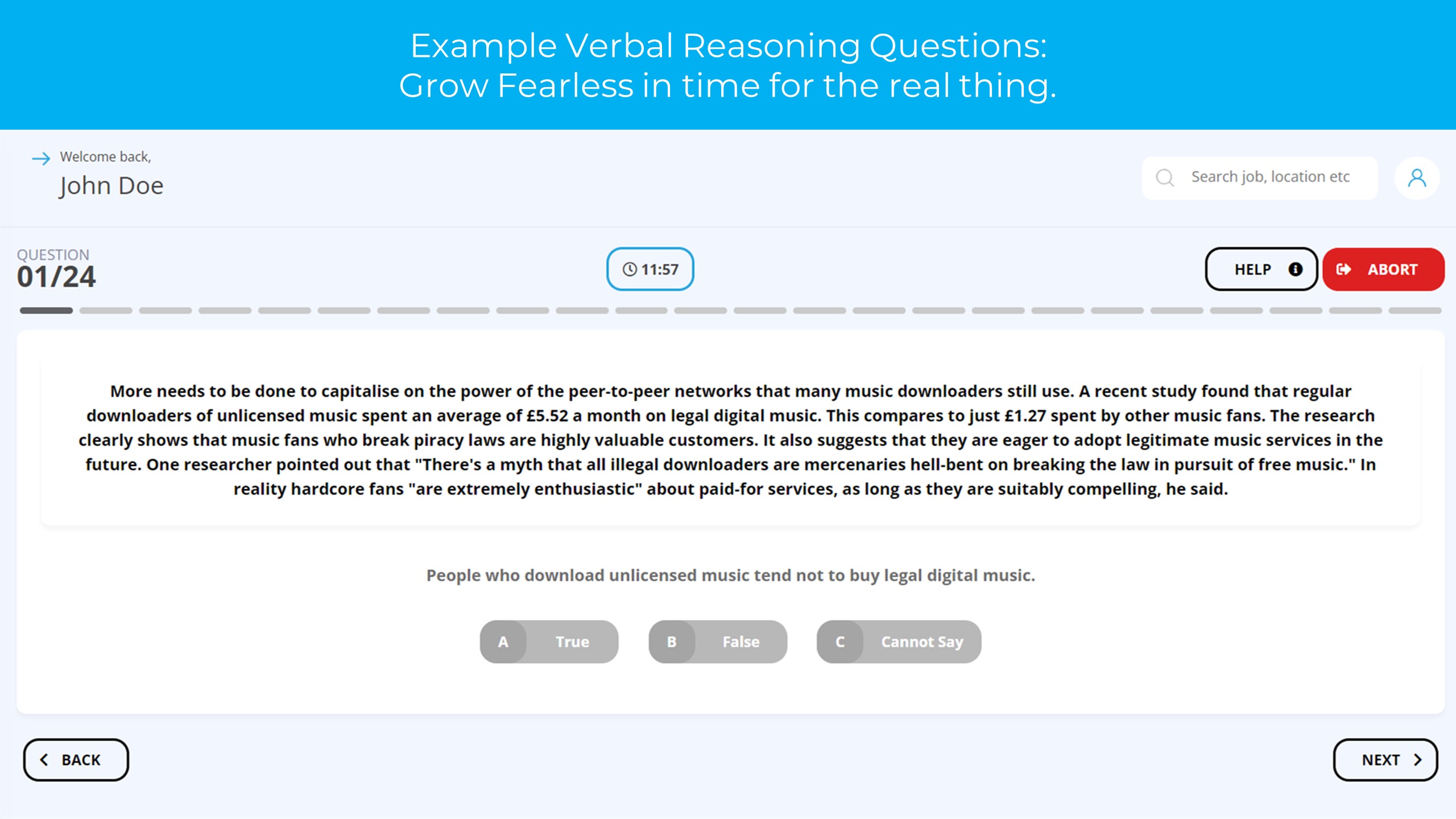 GE verbal reasoning example question