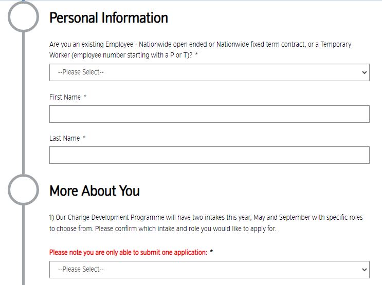Nationwide job application form