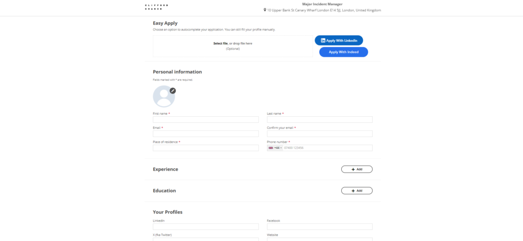Clifford Chance online application form

