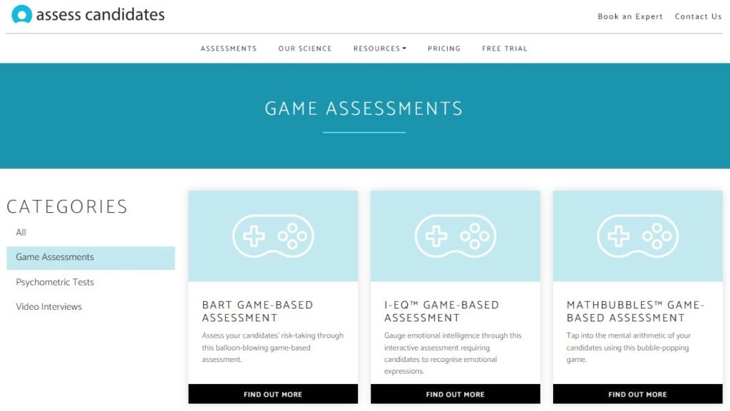 Assess Candidates gamified assessments