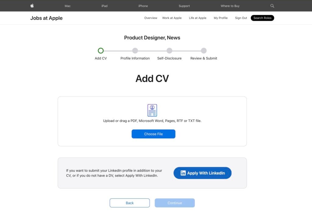 Apple application form
