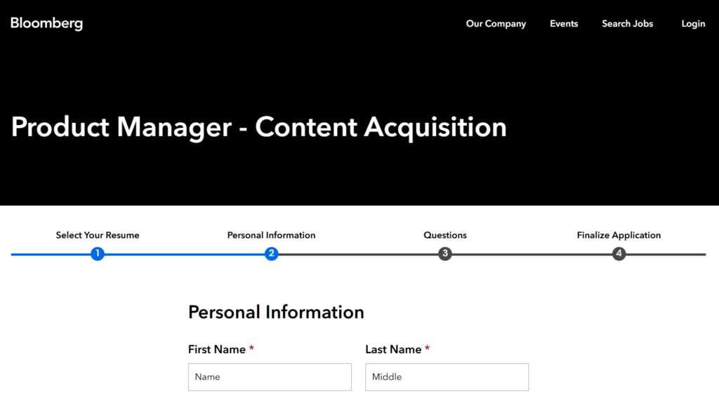 Bloomberg online application
