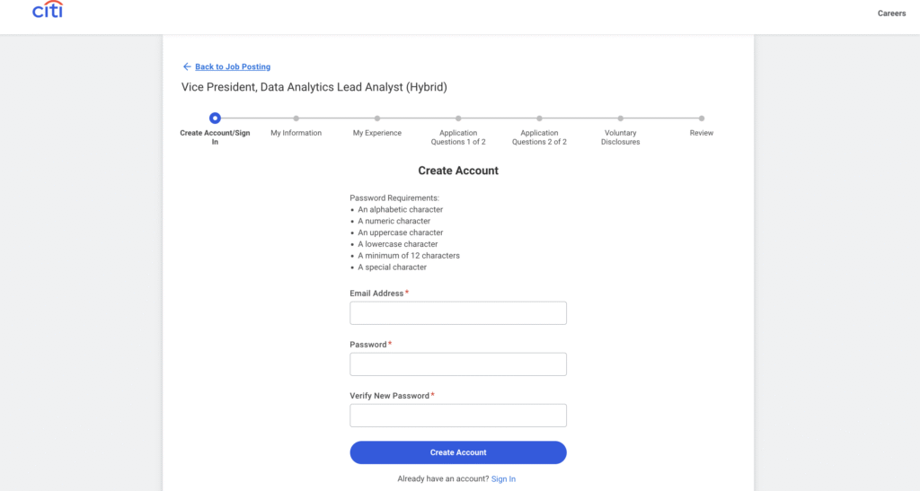 Citi application form