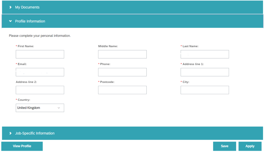 E.ON online application form