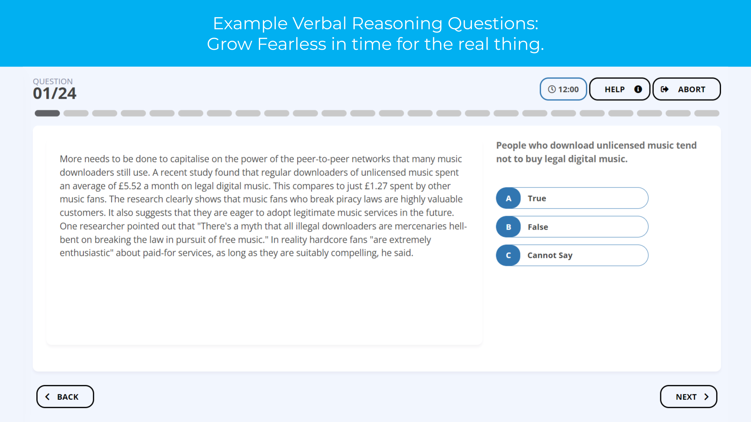 American Express verbal reasoning test question example
