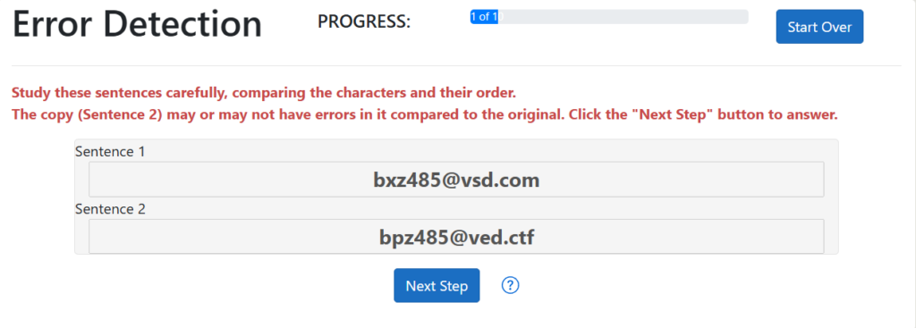British Army error detection test 