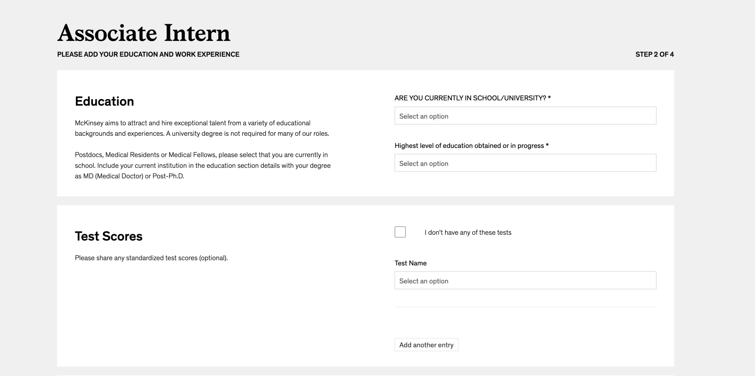 McKinsey application form