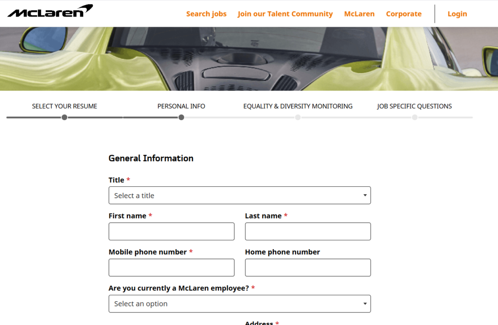 McLaren online application