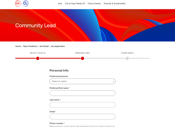 Virgin Media O2 application process 
