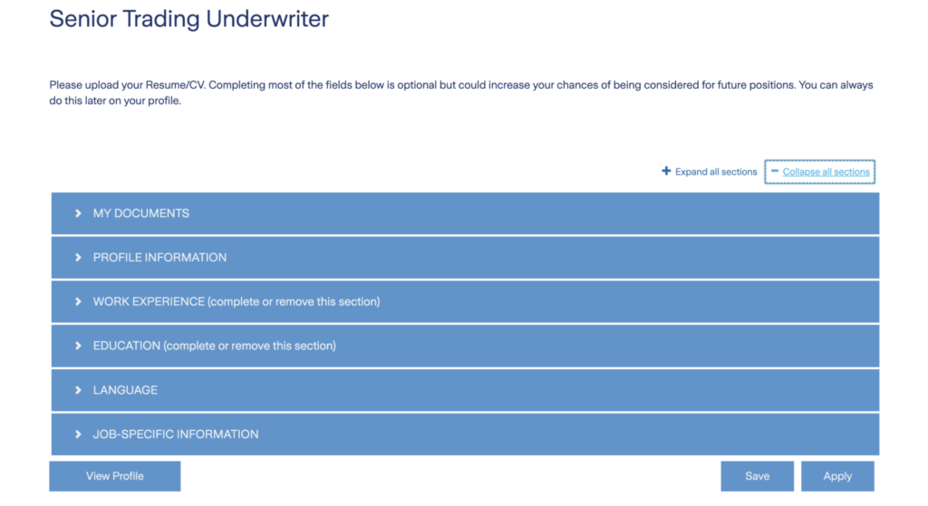 Zurich online application form
