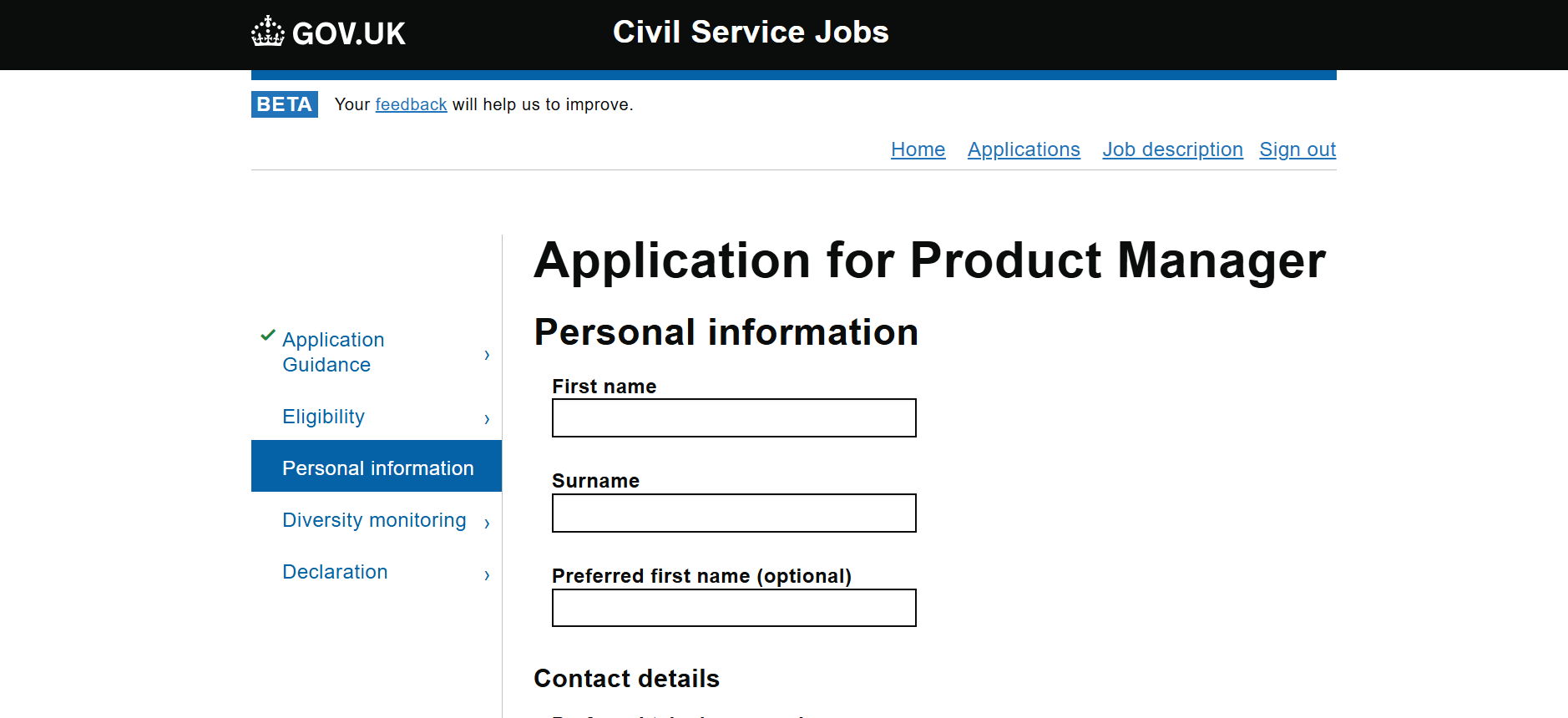 HMRC online application
