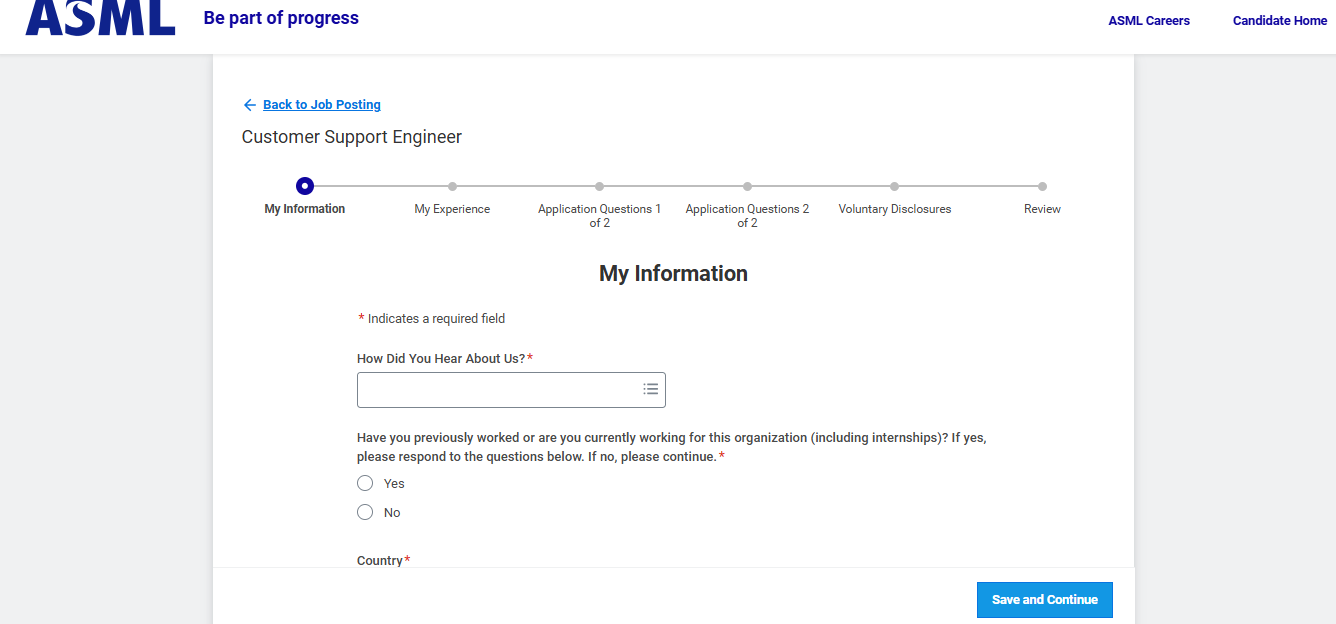 ASML application form
