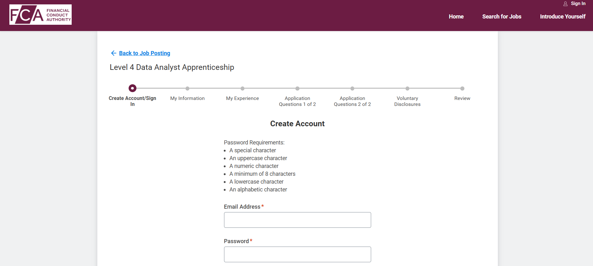 FCA online application
