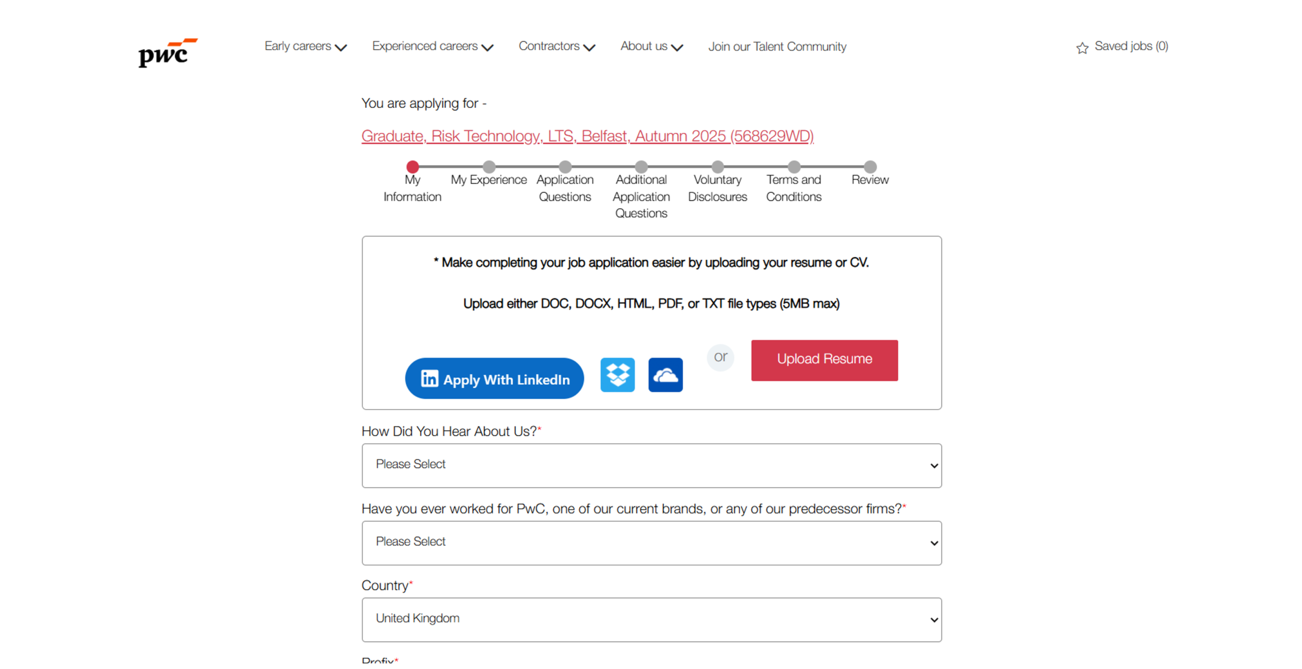 PwC online application
