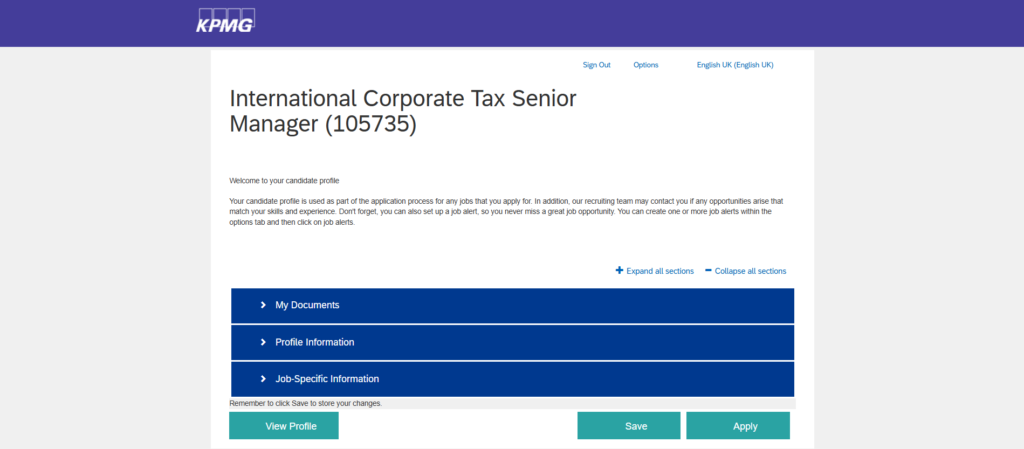 KPMG online application
