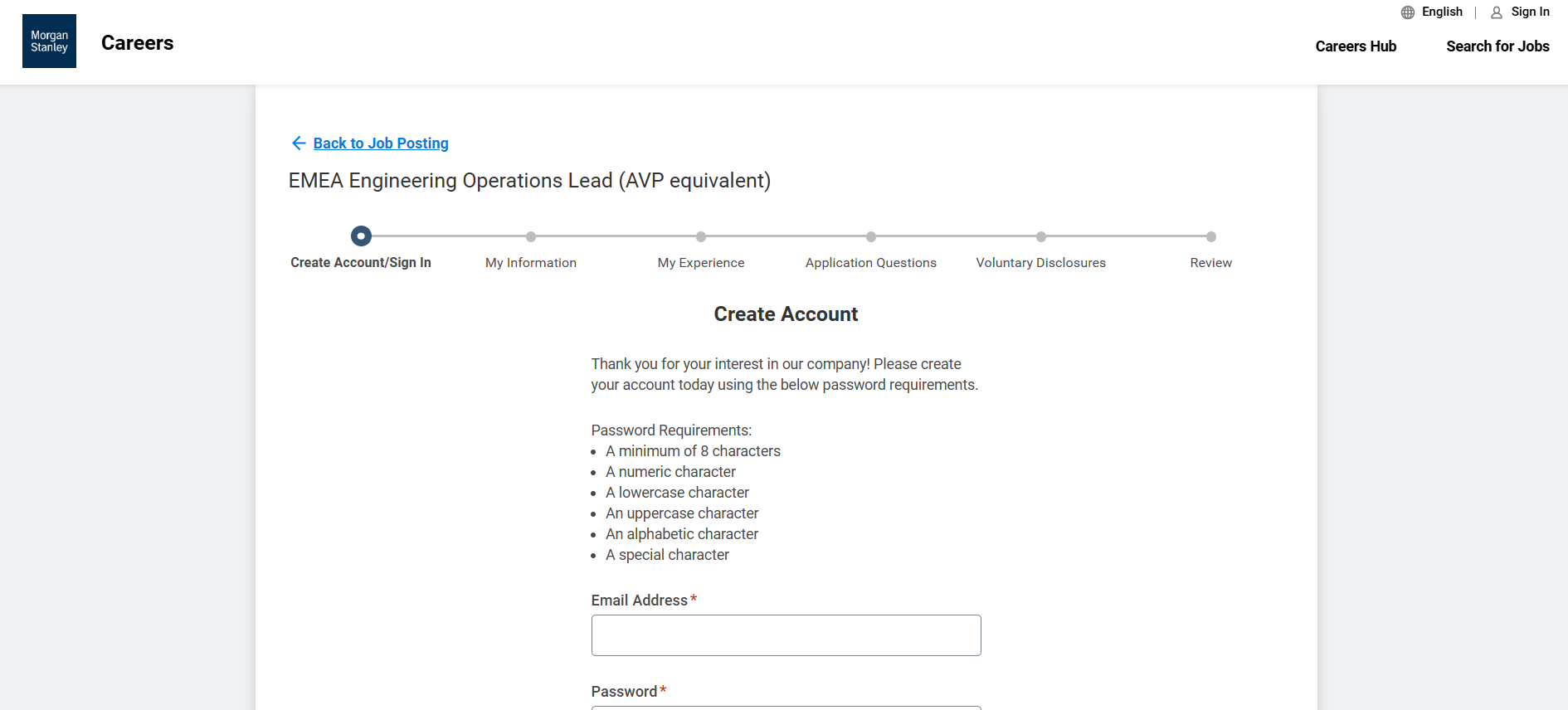 Morgan Stanley application form
