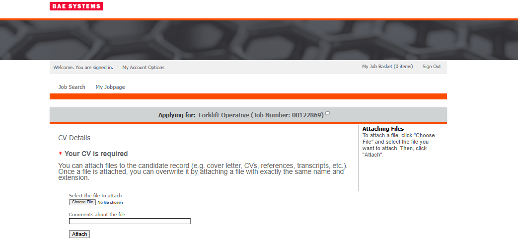 BAE Systems application form
