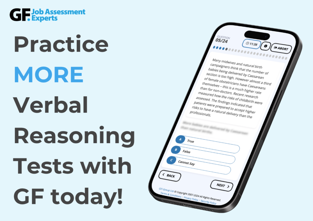 Bain & Company verbal reasoning test mobile practice

