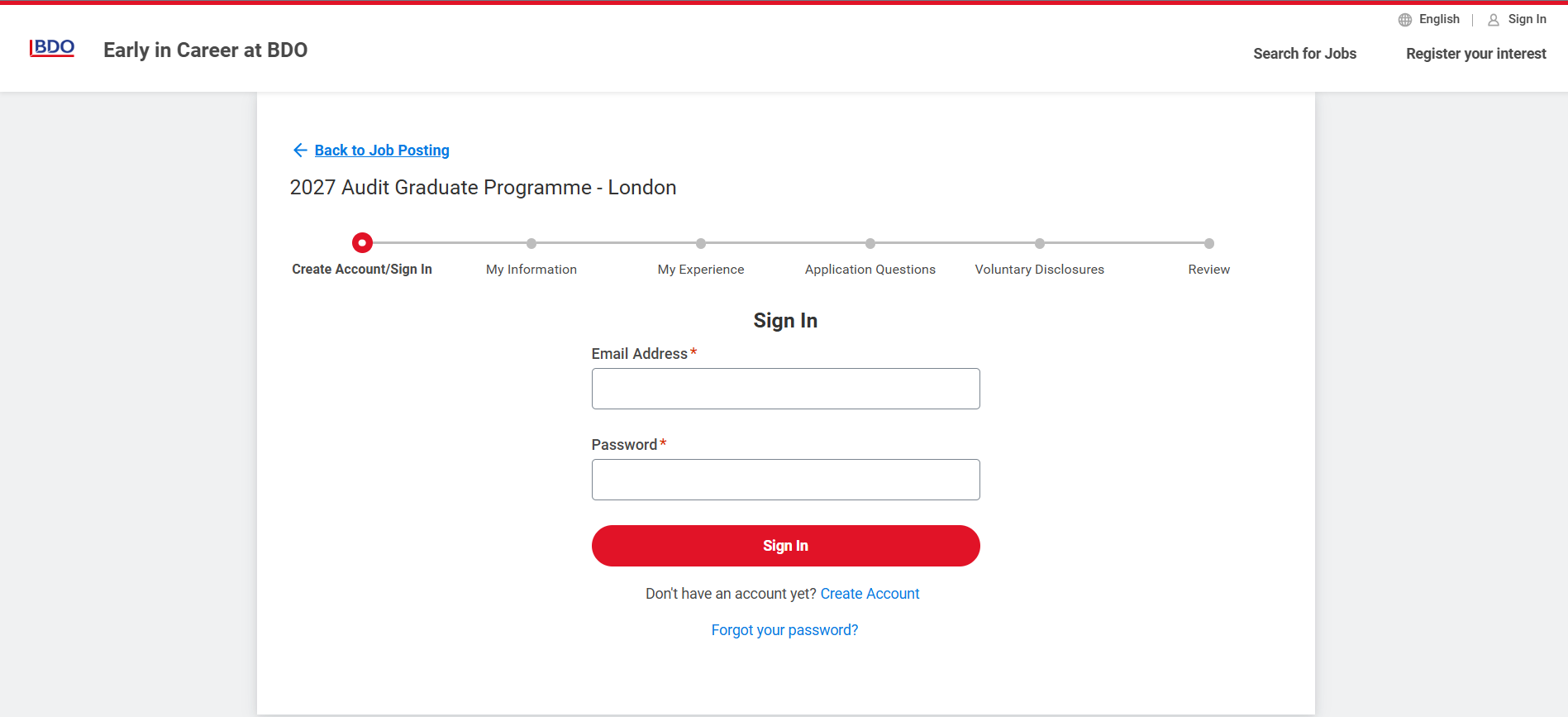 BDO online application
